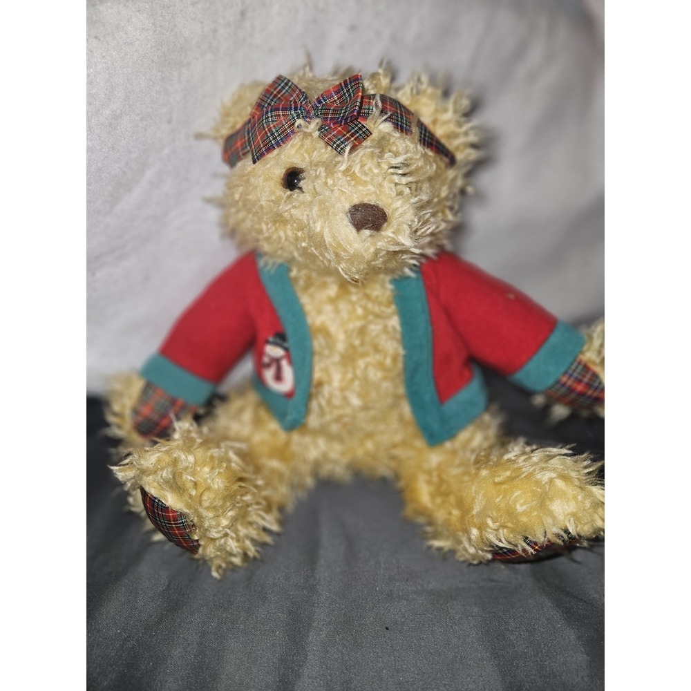 VTG Hallmark Merrily Bear Christmas Plush Stuffed Animal Teddy Bear 10" #449